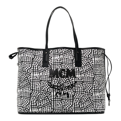 MCM Visetos Large Liz Reversible Shopper Tote Black 12 of 19