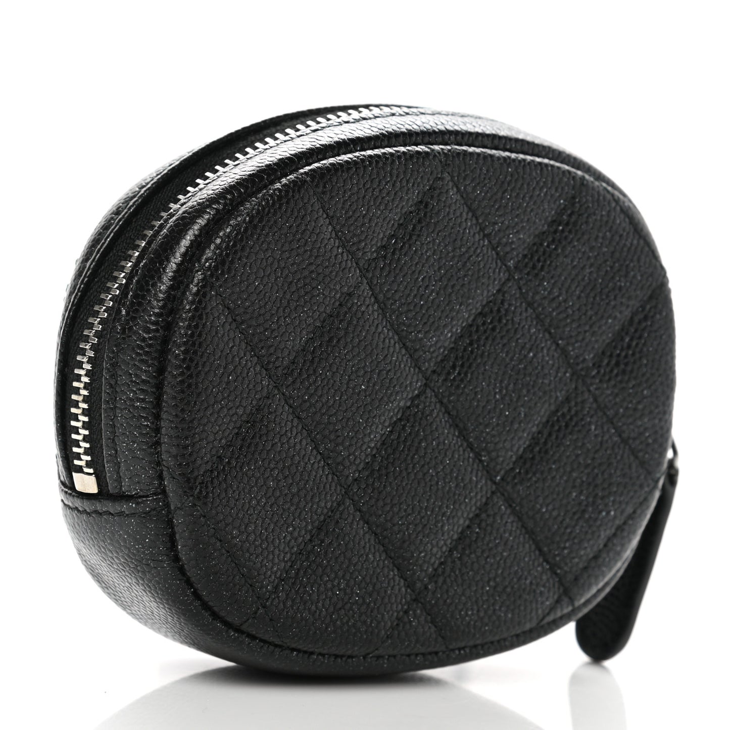 Iridescent Caviar Quilted Zip Around Classic Coin Purse Black