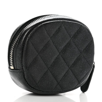Chanel Iridescent Caviar Quilted Zip Around Classic Coin Purse Black 3 of 7