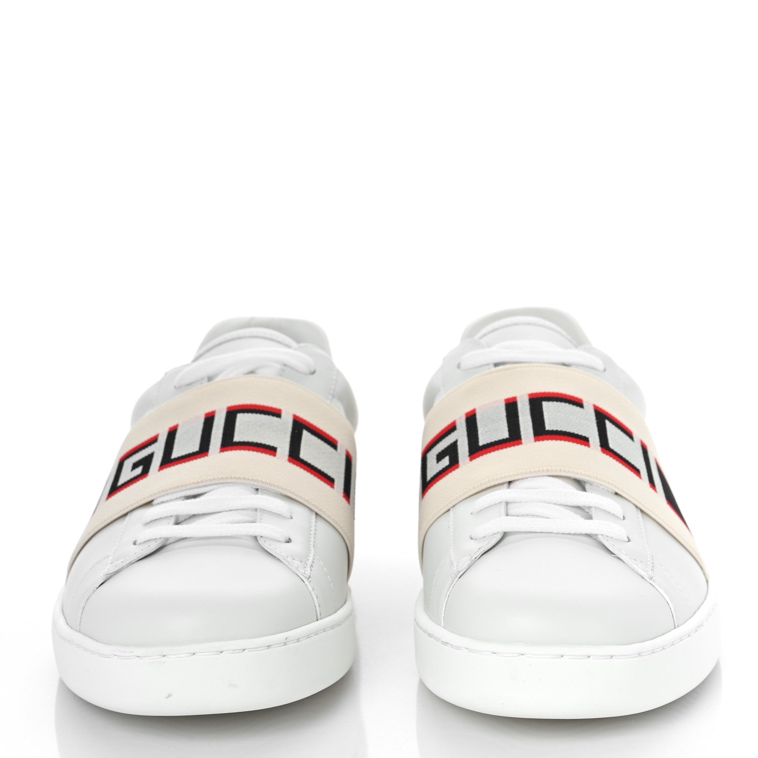 Gucci Calfskin Stripe Mens New Ace Sneakers 7 White Ecru Red Flame 2 of 9