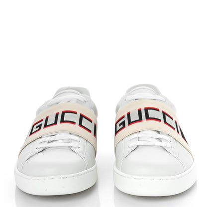 Gucci Calfskin Stripe Mens New Ace Sneakers 7 White Ecru Red Flame 2 of 9
