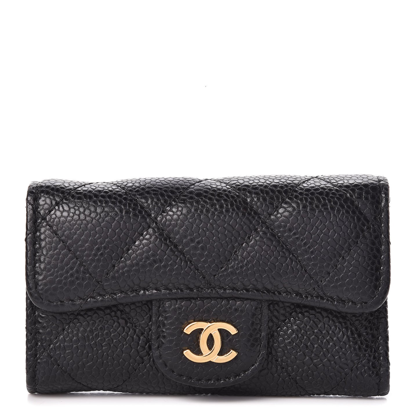 Caviar Quilted 6 Key Holder Black