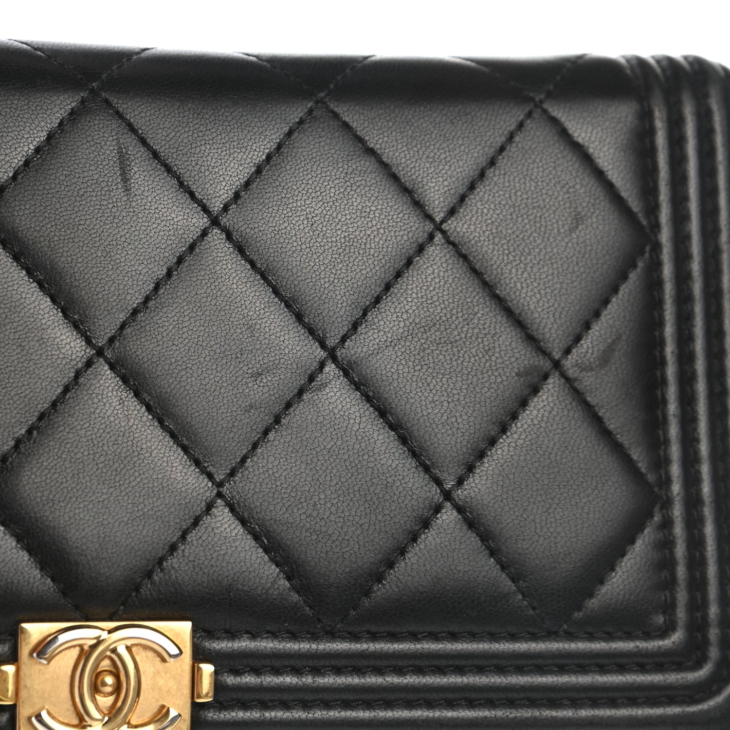 Chanel Lambskin Quilted Boy Zip Around Wallet Black 9 of 10