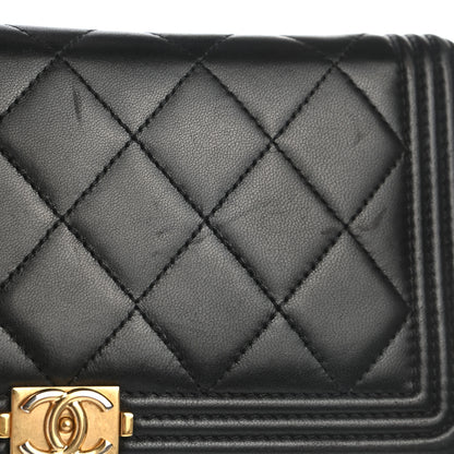 Chanel Lambskin Quilted Boy Zip Around Wallet Black 9 of 10