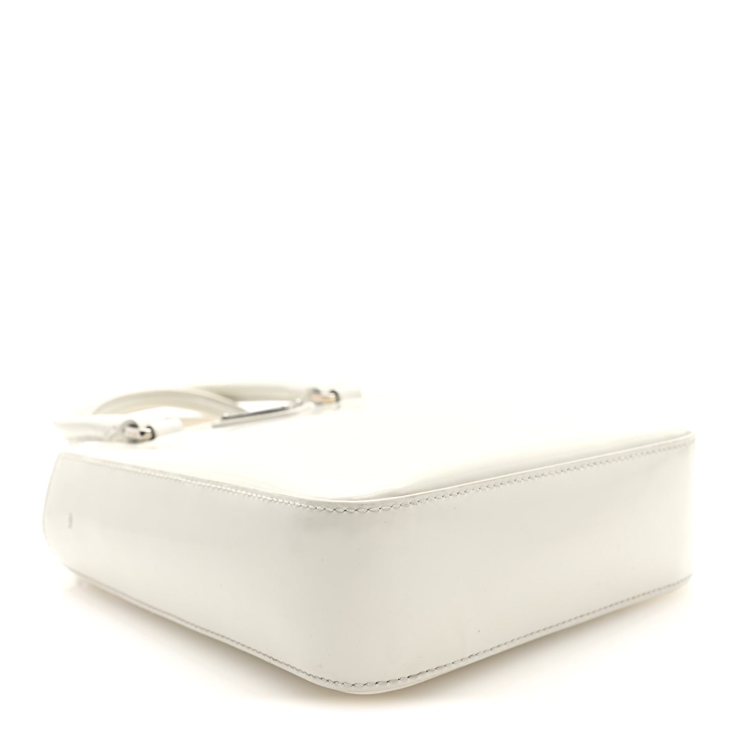 Spazzolato Triangle Small Double Handle Crossbody Tote White