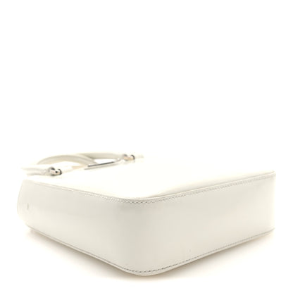 Prada Spazzolato Triangle Small Double Handle Crossbody Tote White 4 of 9