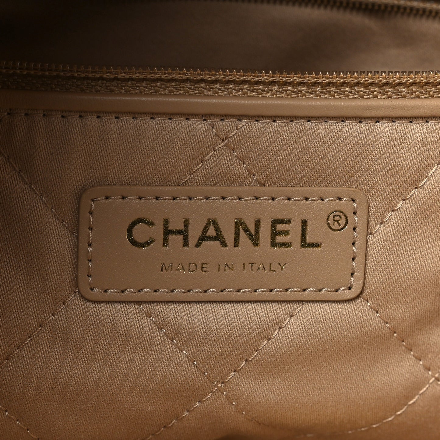 Shiny Calfskin Quilted Small Chanel 22 Beige