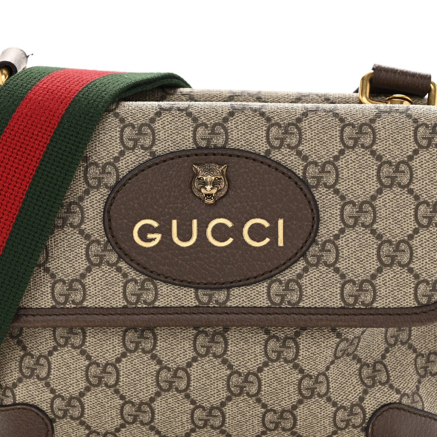 Gucci GG Supreme Monogram Web Small Neo Vintage Double Flap Messenger Bag Beige New Acero 8 of 13