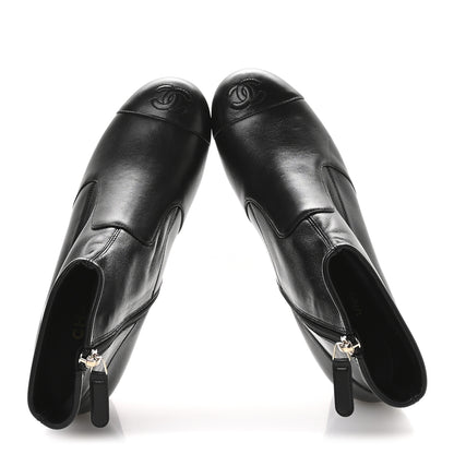Chanel Stretch Lambskin Cap Toe CC Uniform Short Boots 36.5 Black 2 of 9