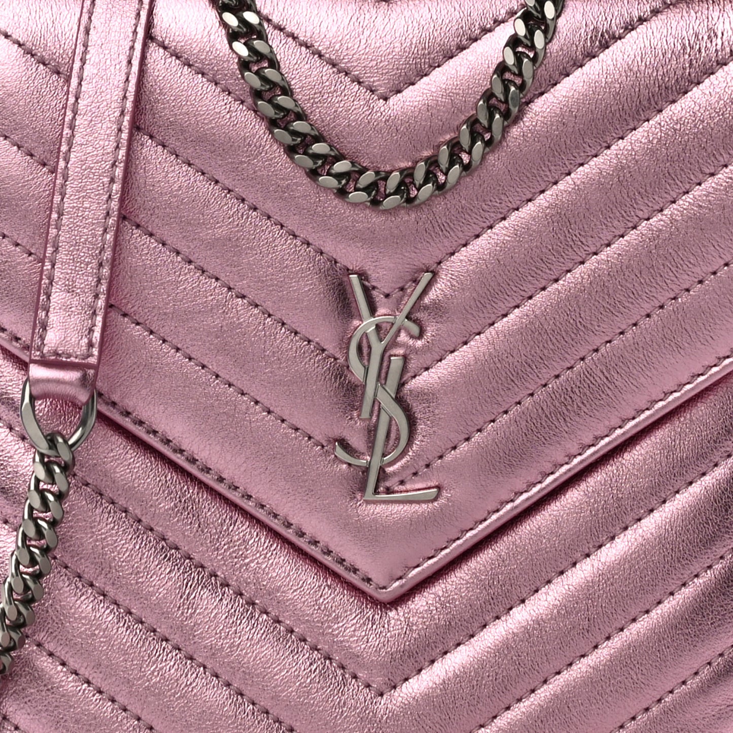 Metallic Lambskin Matelasse Monogram Double Flap Bag Azalea