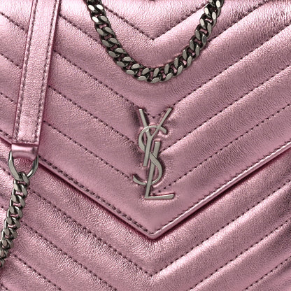 Saint Laurent Metallic Lambskin Matelasse Monogram Double Flap Bag Azalea 6 of 9