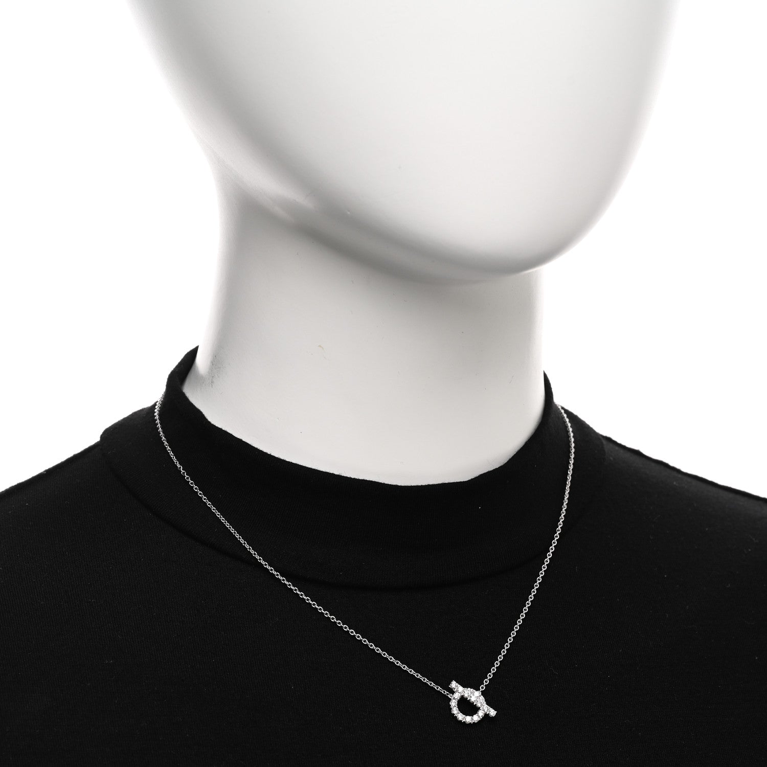 Hermes 18K White Gold Diamond Finesse Pendant Necklace 2 of 6