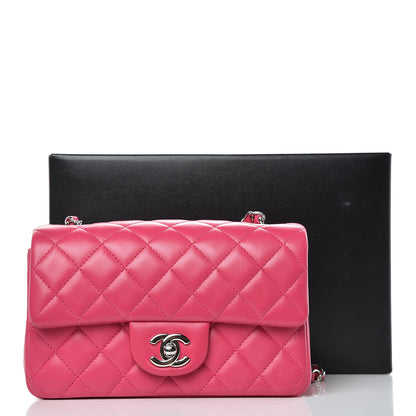 Chanel Lambskin Quilted Mini Rectangular Flap Dark Pink 12 of 12