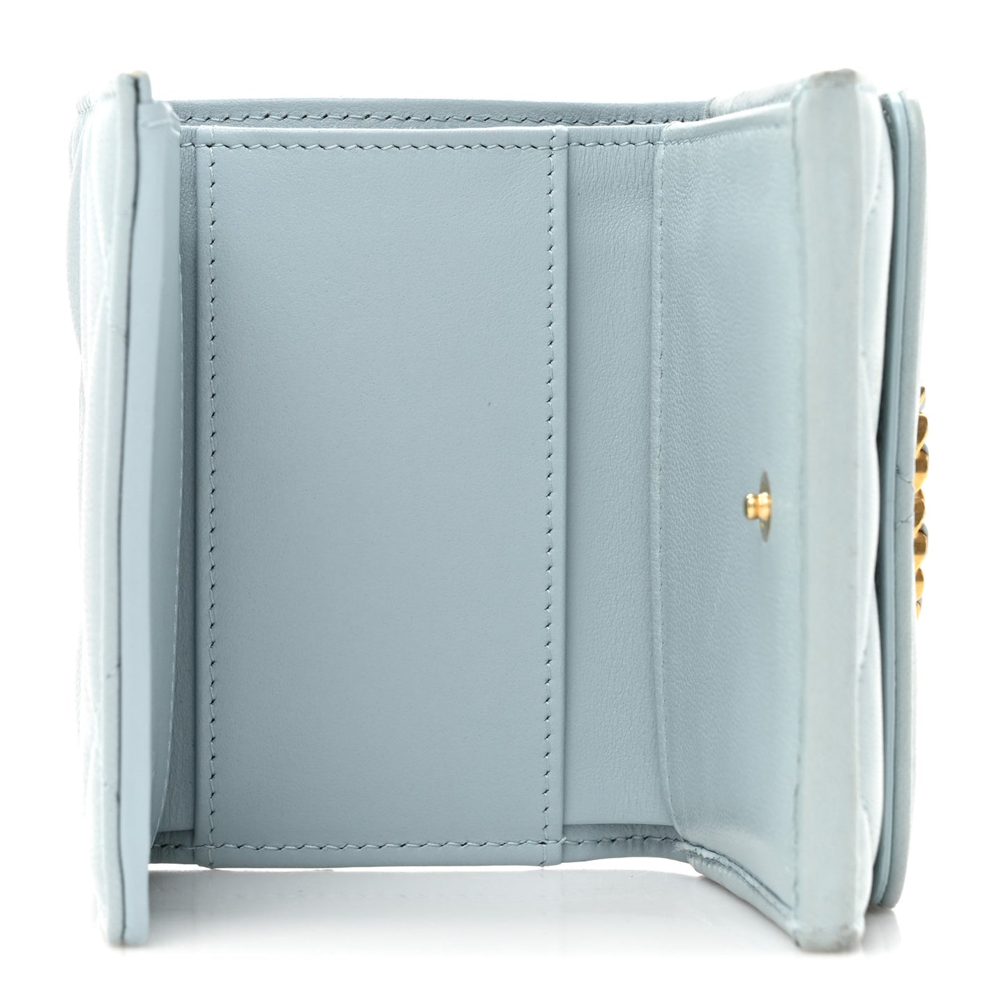 Lambskin Quilted Chanel 19 Flap Card Holder Light Blue