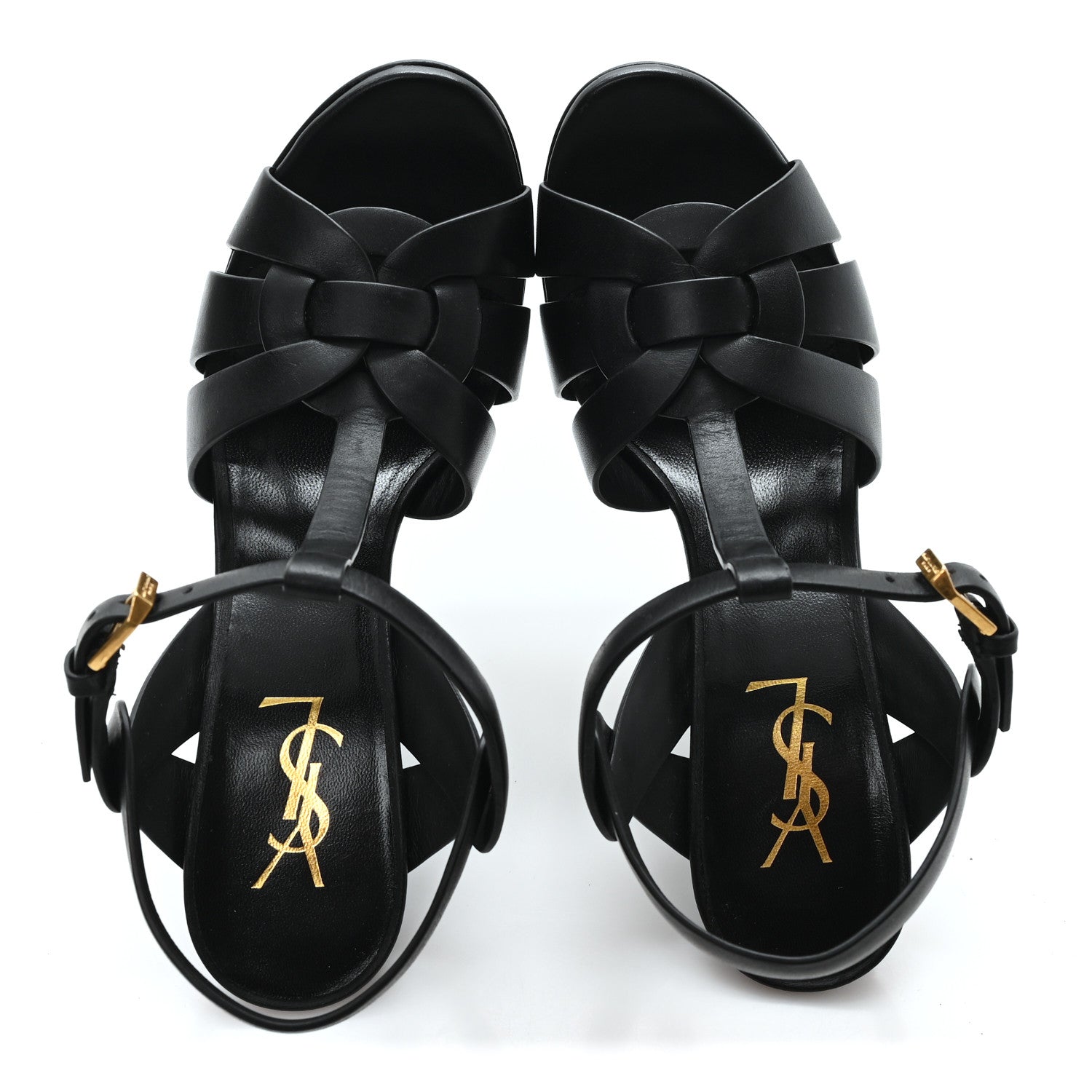 Saint Laurent Calfskin Tribute 105 Platform Sandals 38 Black 2 of 10