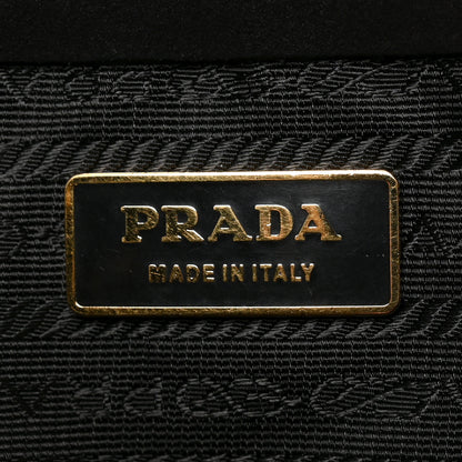 Prada Suede Easy Foldover Pushlock Satchel Black 6 of 9