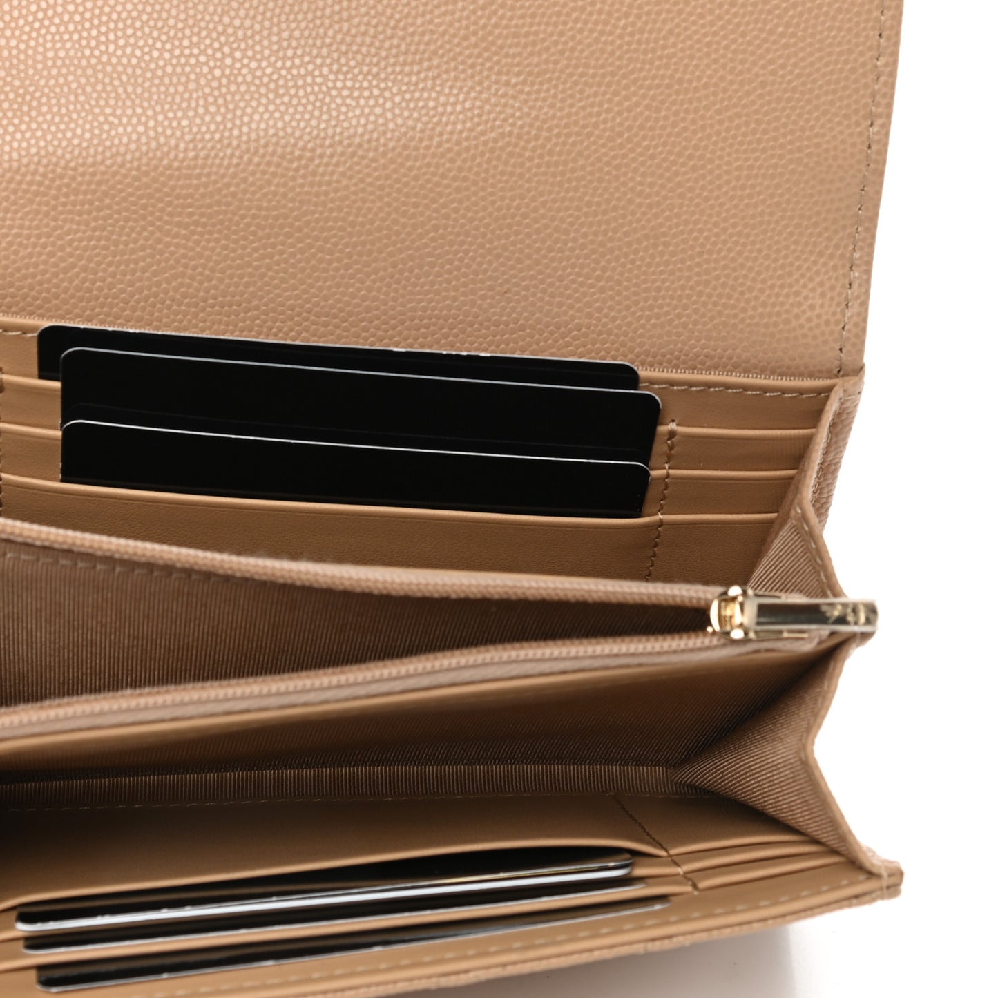 Caviar Quilted Medium Flap Wallet Beige