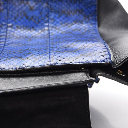 Celine Python Calfskin Medium Trapeze Blue Black 12 of 24