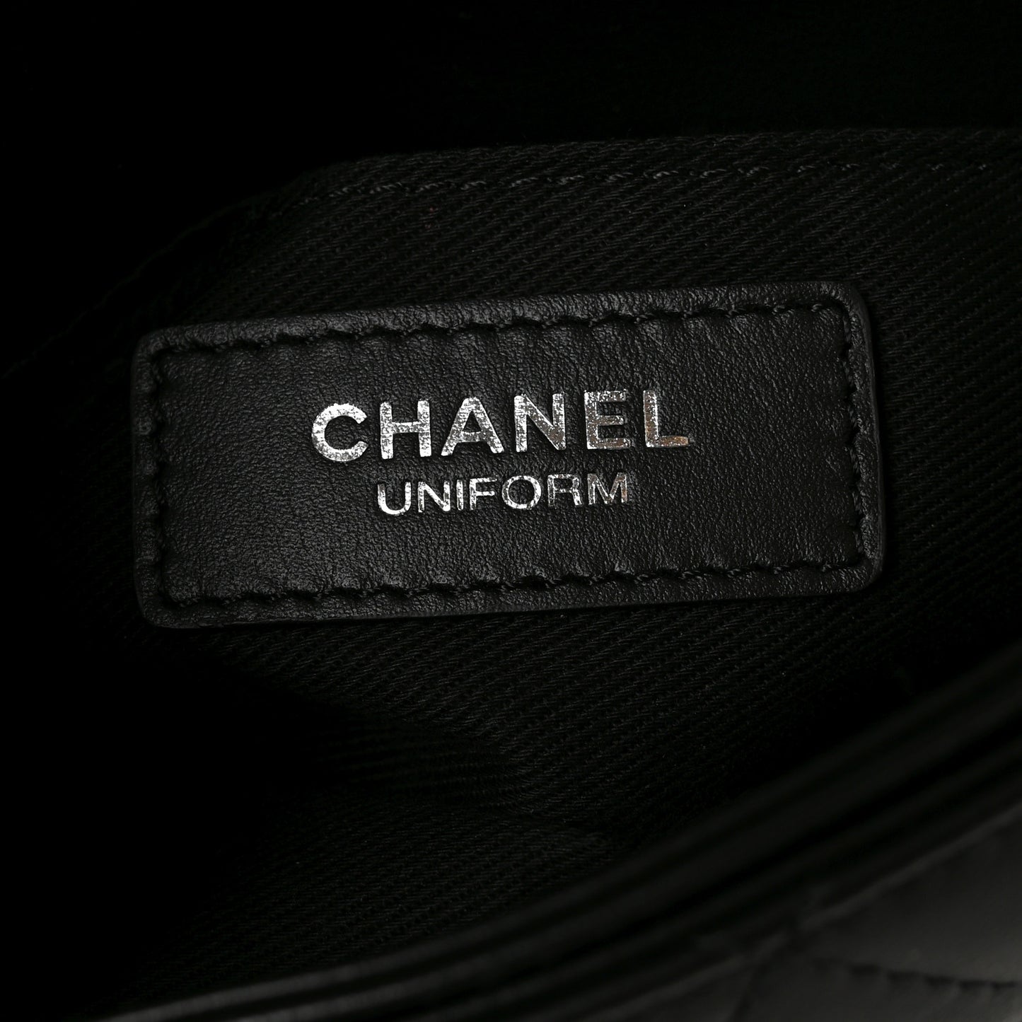 Calfskin Quilted CC Uniform Flap Belt Bag Black