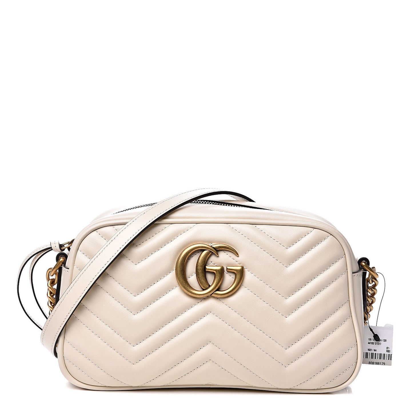 Calfskin Matelasse Small GG Marmont Chain Shoulder Bag White