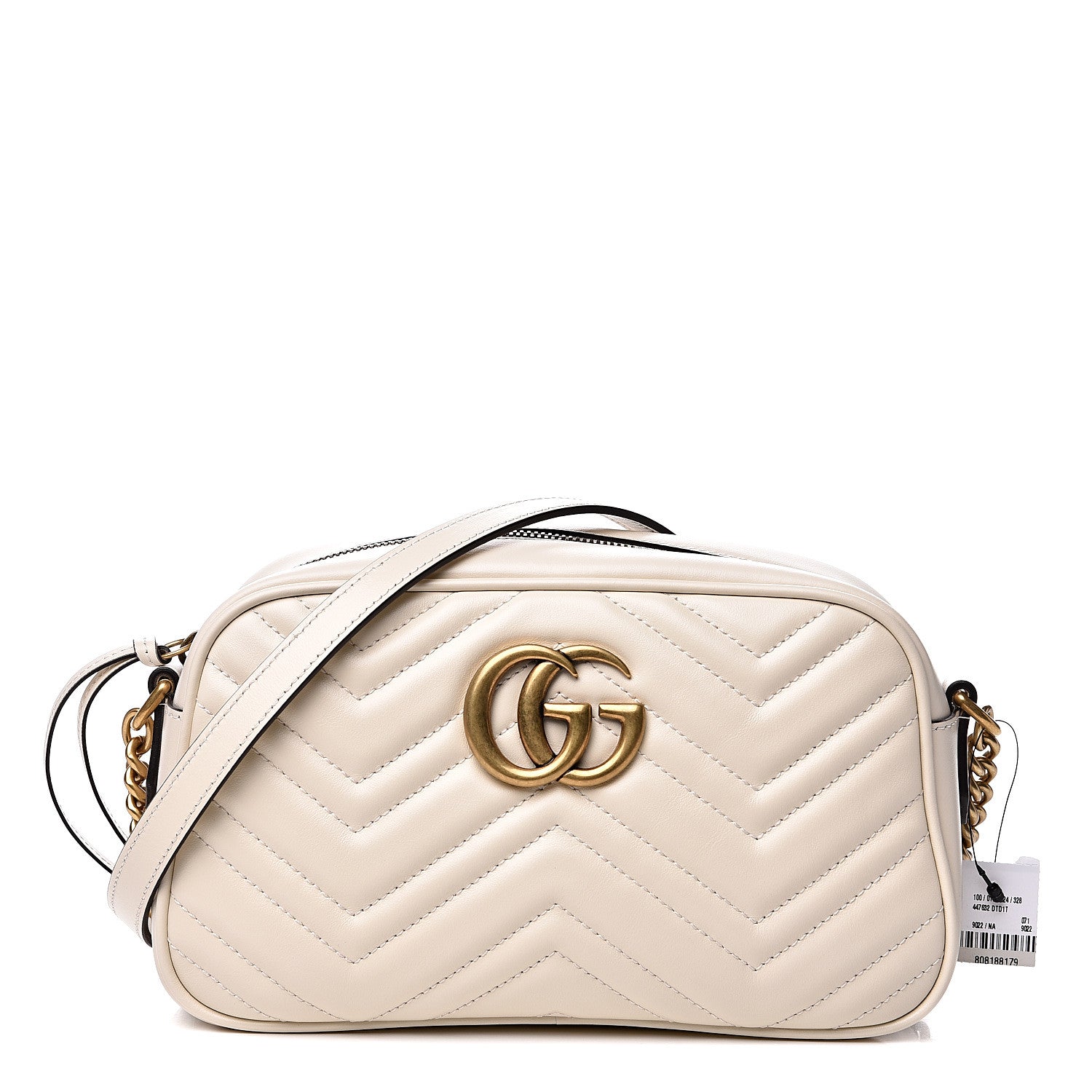 Gucci Calfskin Matelasse Small GG Marmont Chain Shoulder Bag White 1 of 10