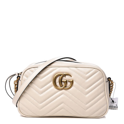 Gucci Calfskin Matelasse Small GG Marmont Chain Shoulder Bag White 1 of 10