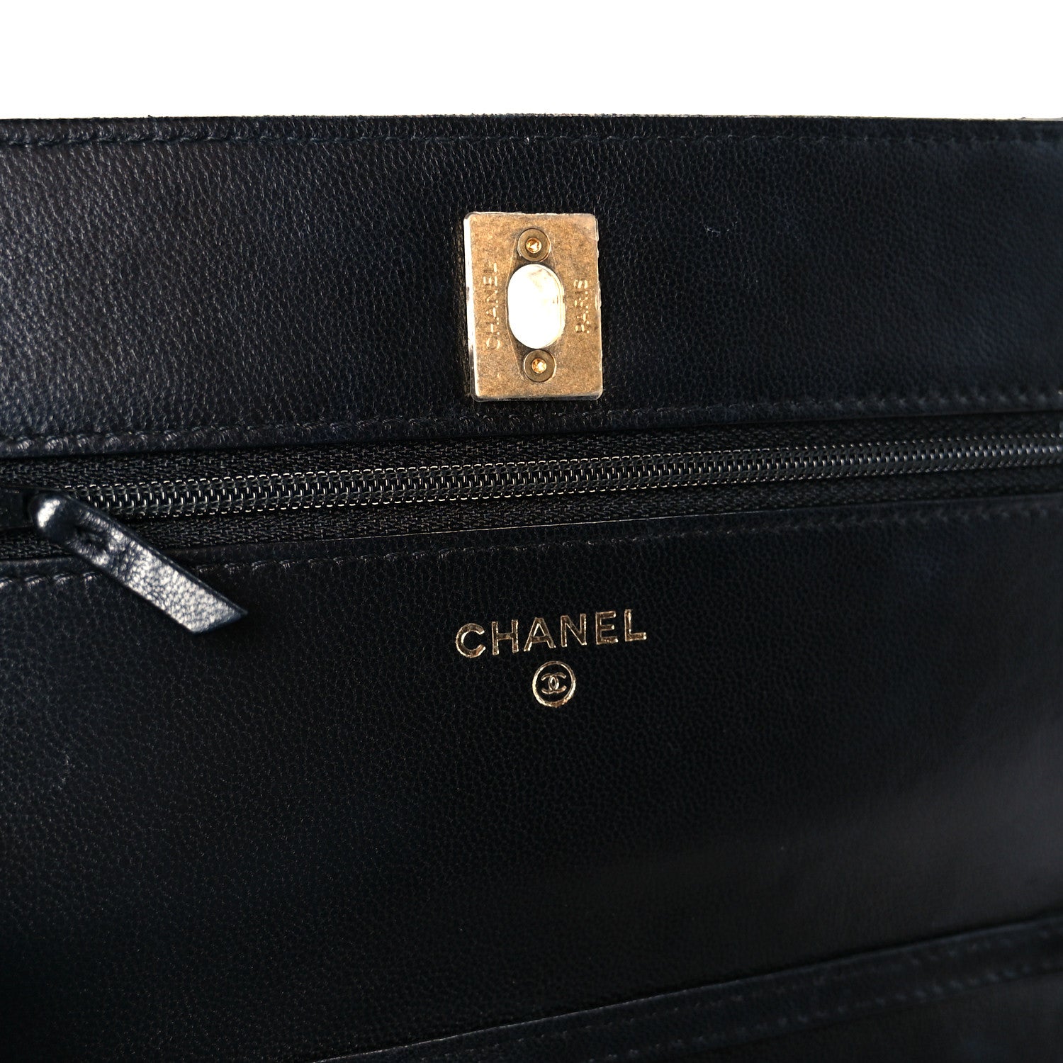 Chanel Lambskin Quilted CC Pearl Crush Wallet on Chain WOC Black 6 of 11