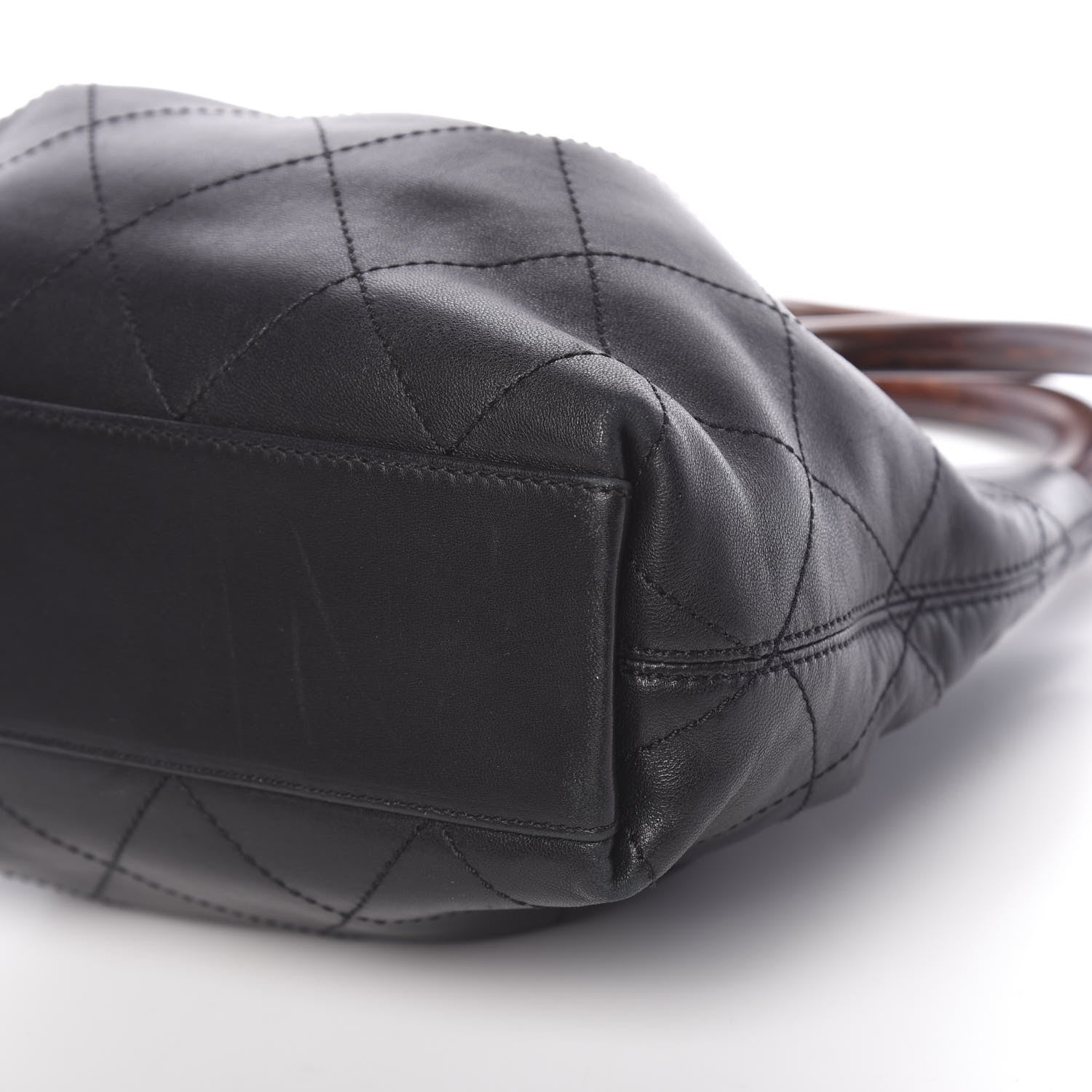 Chanel Lambskin Stitched Wood Handle Bag Black 10 of 10
