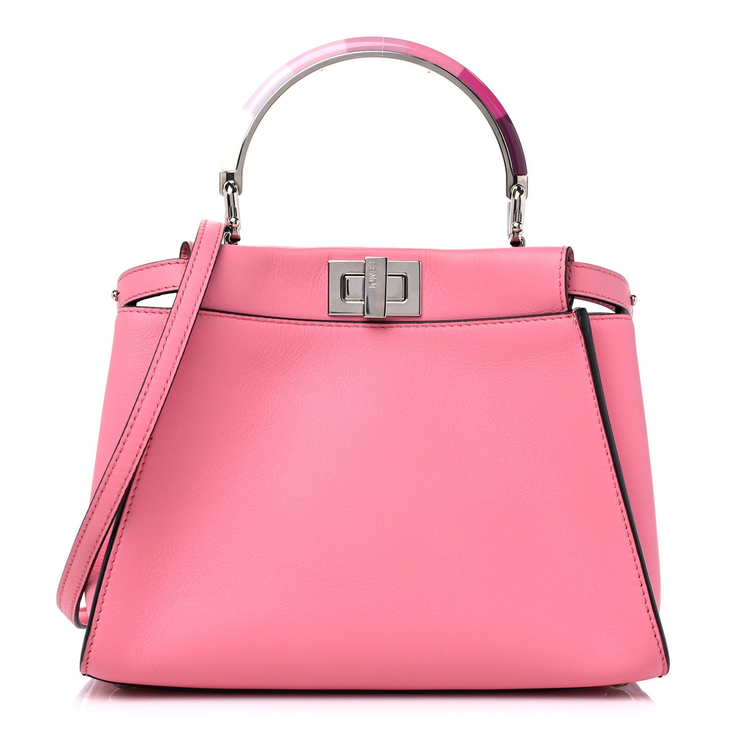 Vitello Seta Nappa Mini Plexi Handle Peekaboo Iconic Satchel Pink