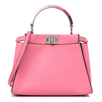 Fendi Vitello Seta Nappa Mini Plexi Handle Peekaboo Iconic Satchel Pink 1 of 9