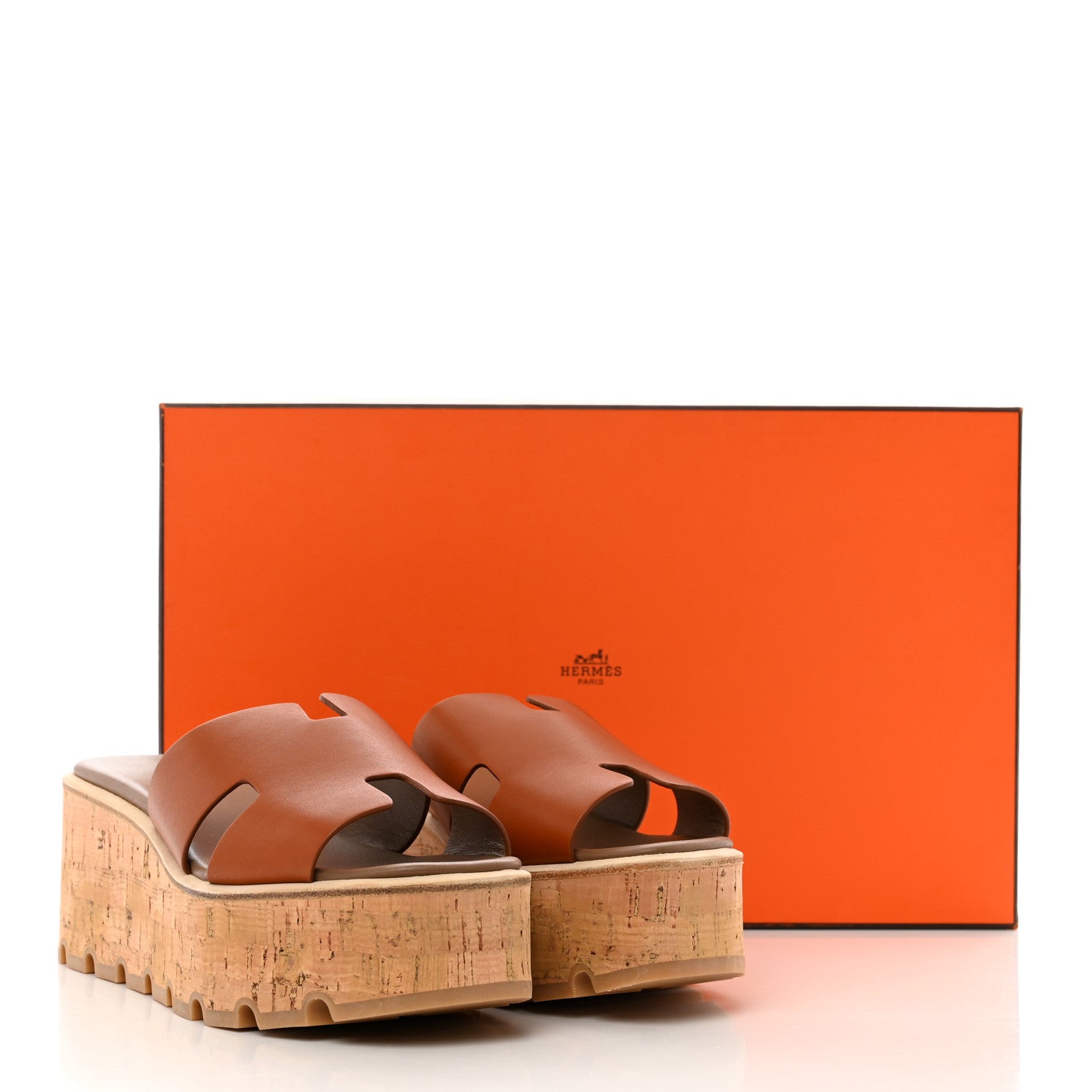Hermes Calfskin Cork Eze 30 Sandals 37 Marron Glaise 9 of 9