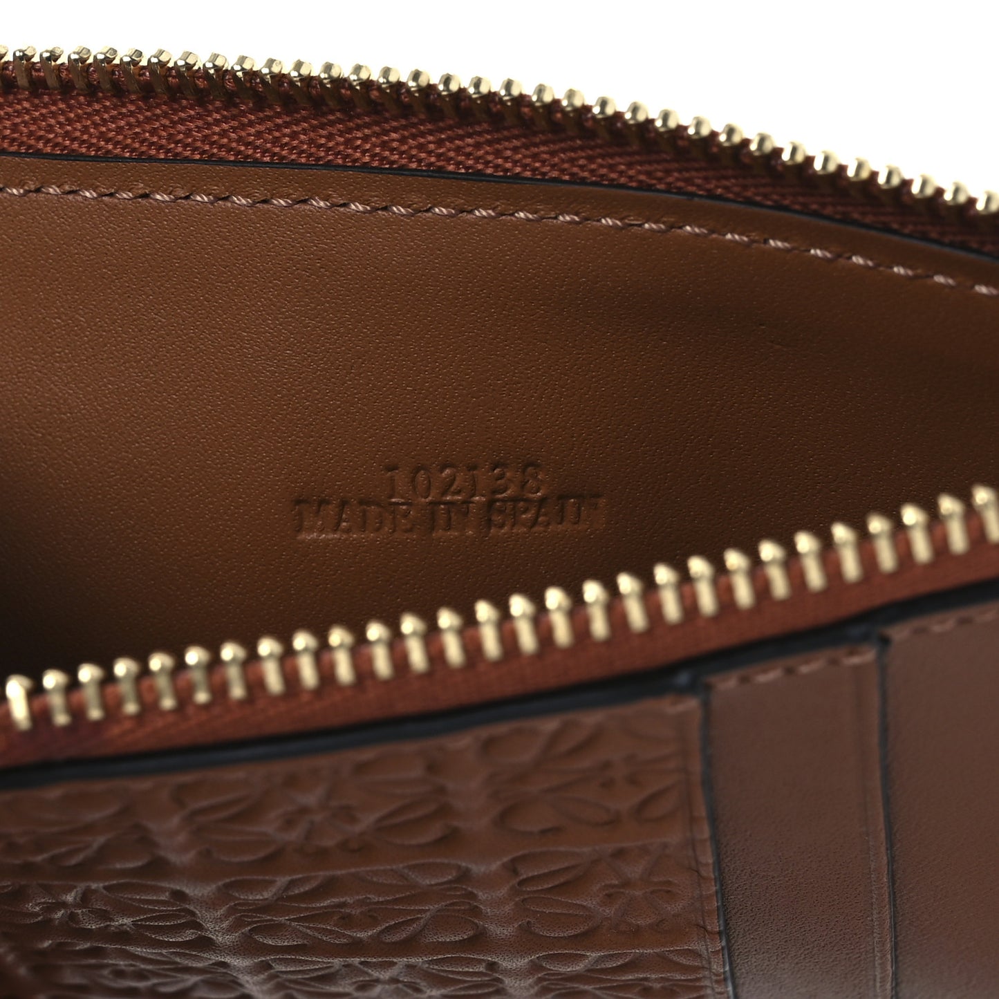 Calfskin Embossed Repeat Coin Card Holder Tan