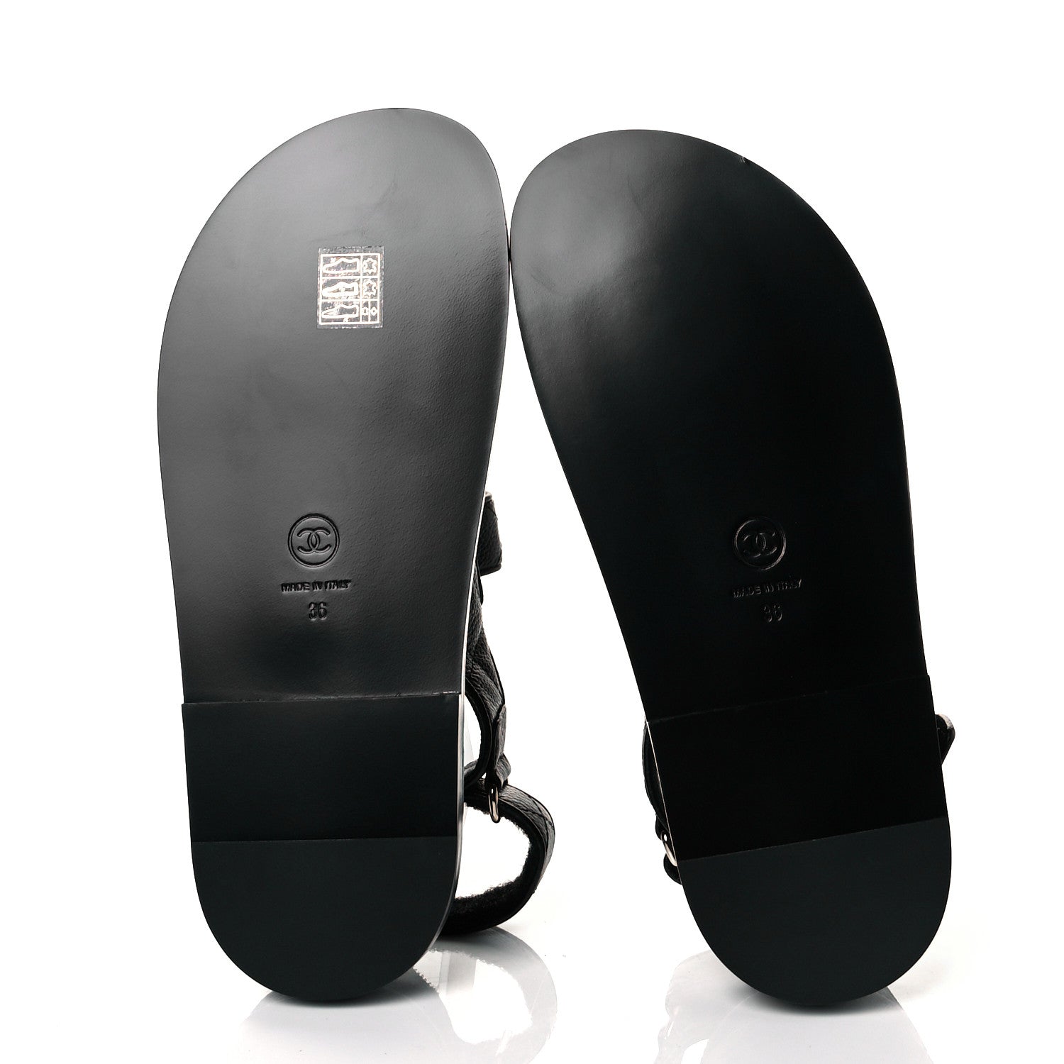 Chanel Grained Calfskin Velcro Dad Sandals 36 Black 5 of 9