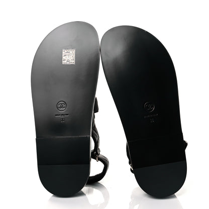 Chanel Grained Calfskin Velcro Dad Sandals 36 Black 5 of 9