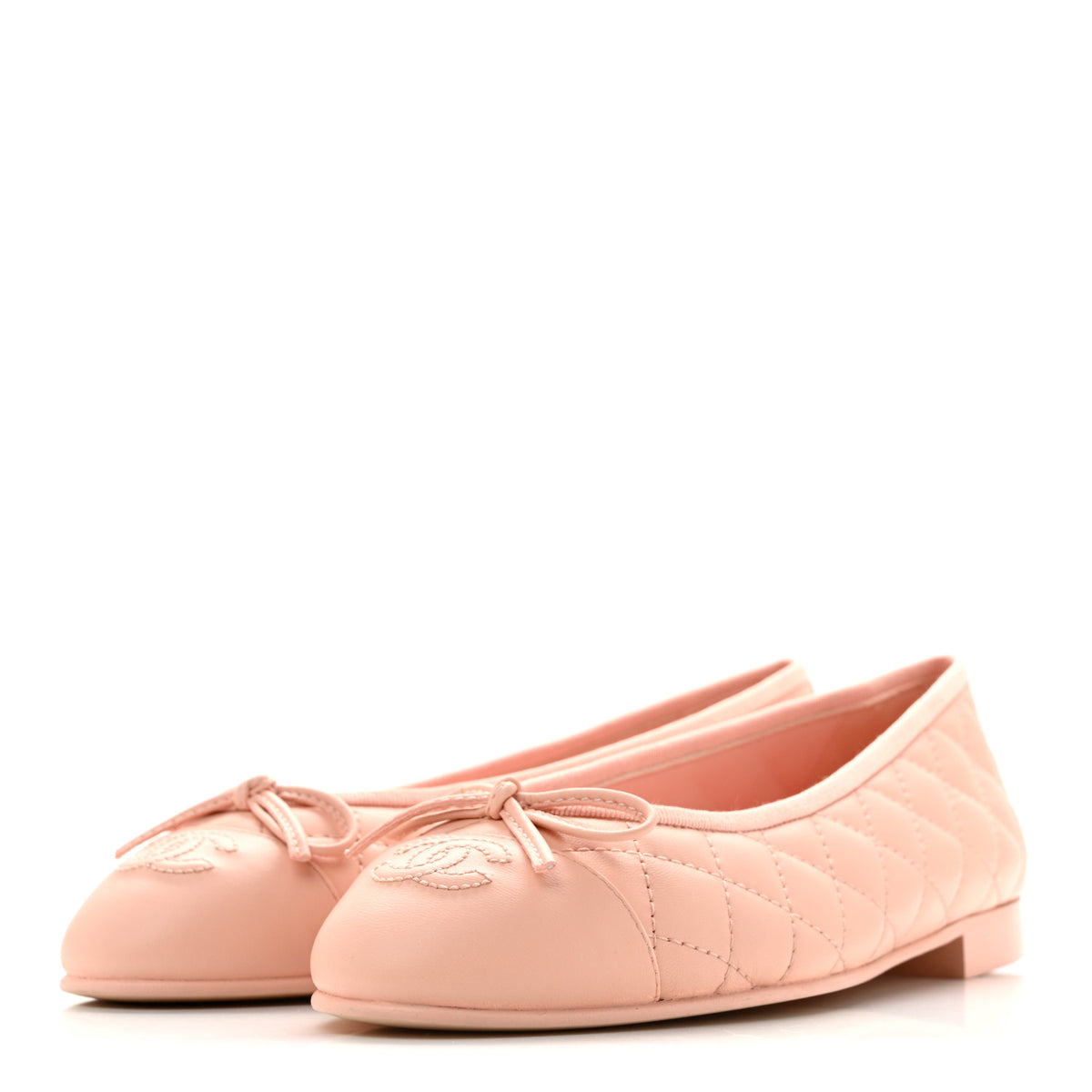 Chanel Lambskin Quilted CC Cap Toe Ballerina Flats 39 Light Pink 4 of 10