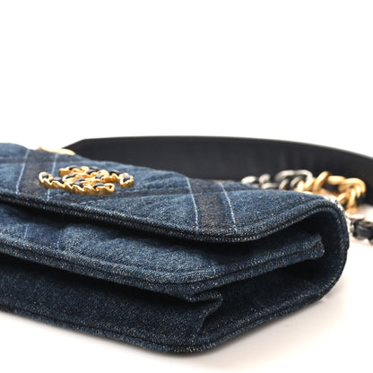 Chanel Denim Quilted Chanel 19 Flap Phone Holder With Chain Blue 9 of 10