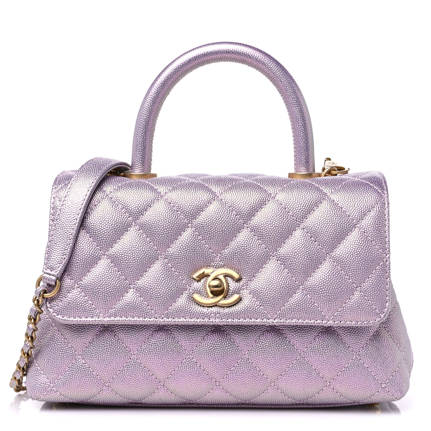 Chanel Iridescent Caviar Quilted Mini Coco Handle Flap Light Pink 1 of 10