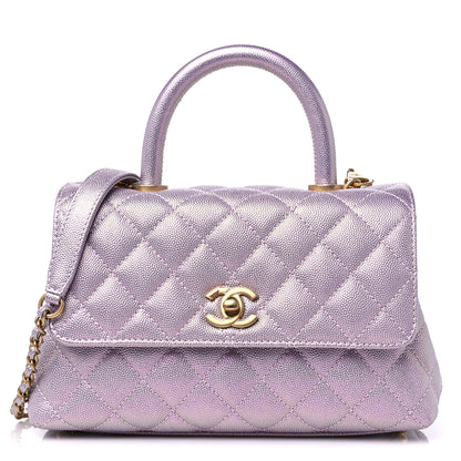 Chanel Iridescent Caviar Quilted Mini Coco Handle Flap Light Pink 1 of 10