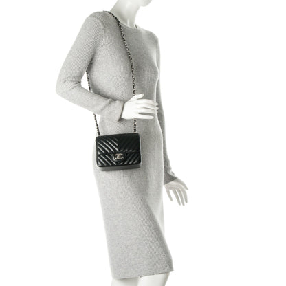 Chanel Caviar Chevron Quilted Mini Square Flap Black 2 of 8