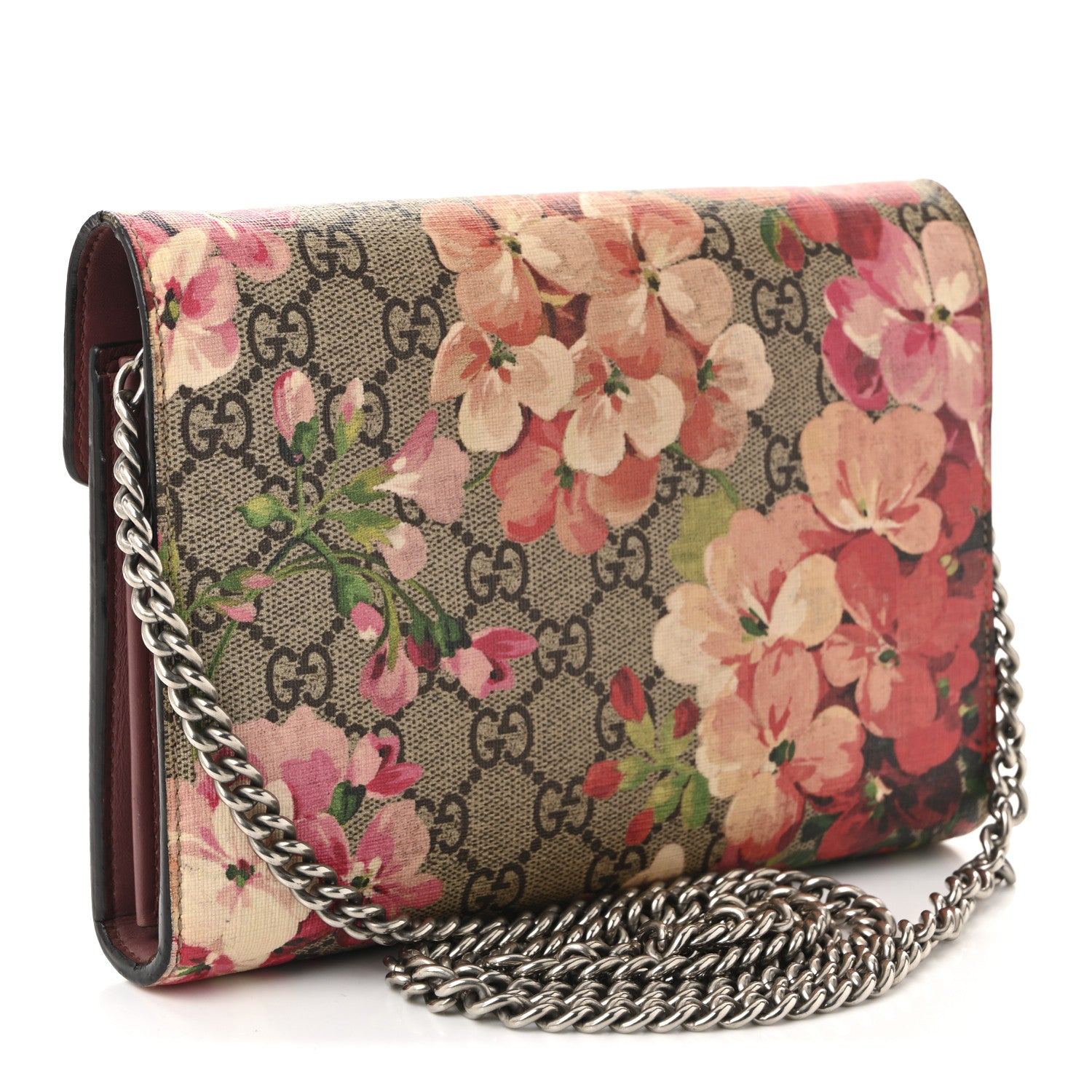 Gucci GG Supreme Monogram Blooms Mini Dionysus Chain Wallet Beige Multicolor Dry Rose 3 of 10