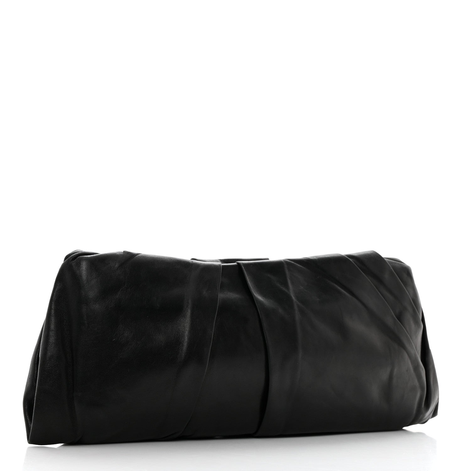 Prada Nappa Pleated Clutch Black 3 of 8