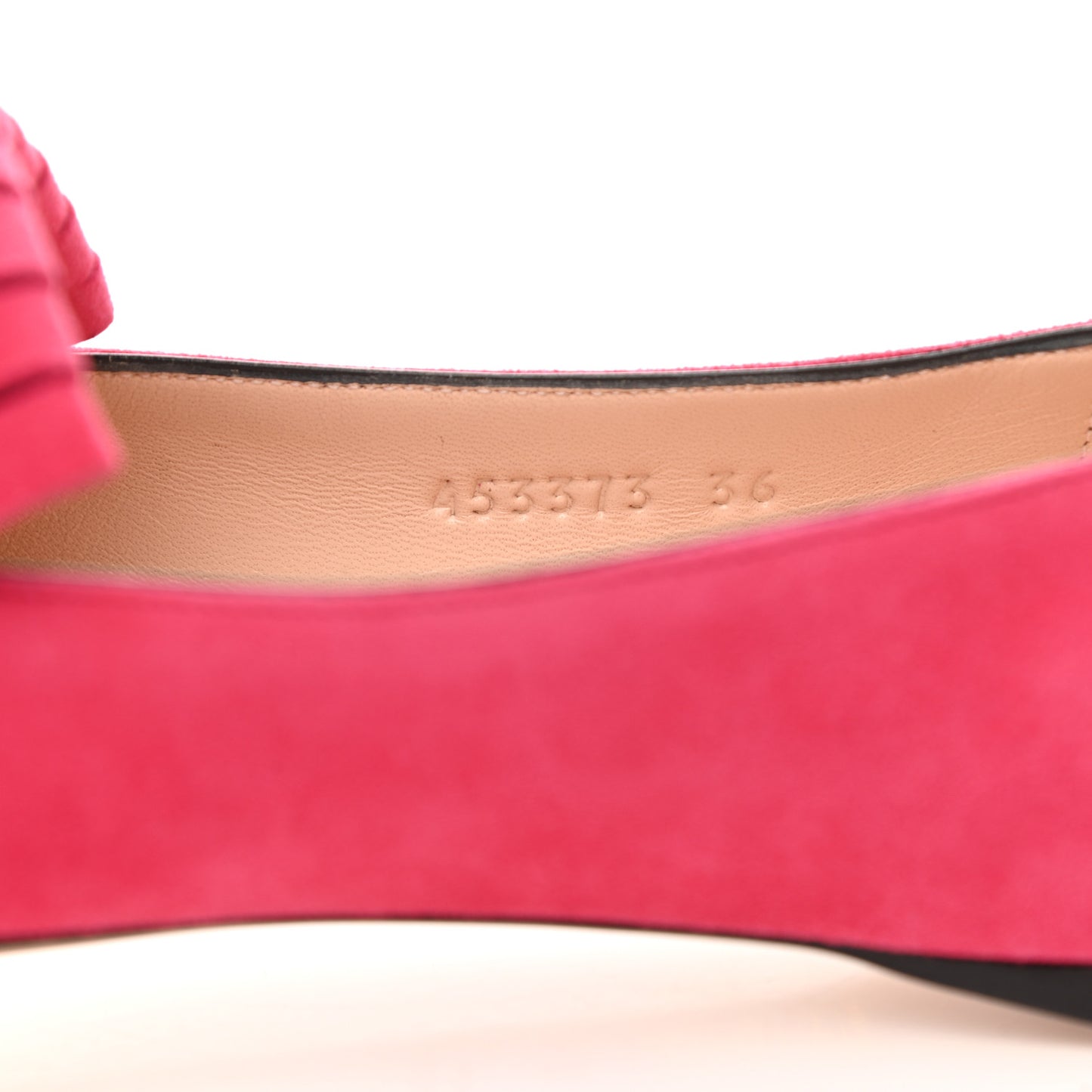 Kid Scamosciato GG Marmont Fringe Flats 36 Hot Pink
