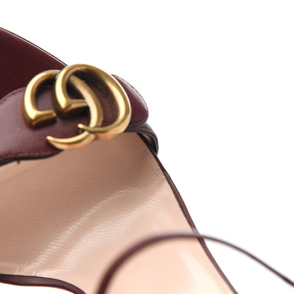 Gucci Lifford Calfskin GG Marmont Ankle Wrap 105mm Sandals 37.5 Vintage Bordeaux 10 of 13