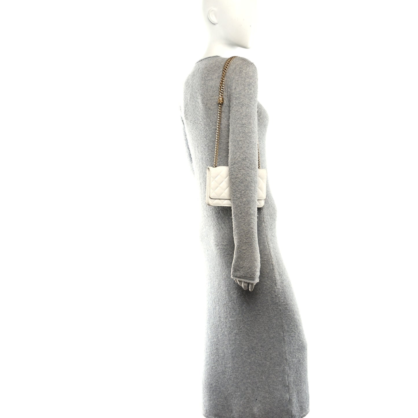 Lambskin Quilted Pillow Crush Wallet On Chain WOC White