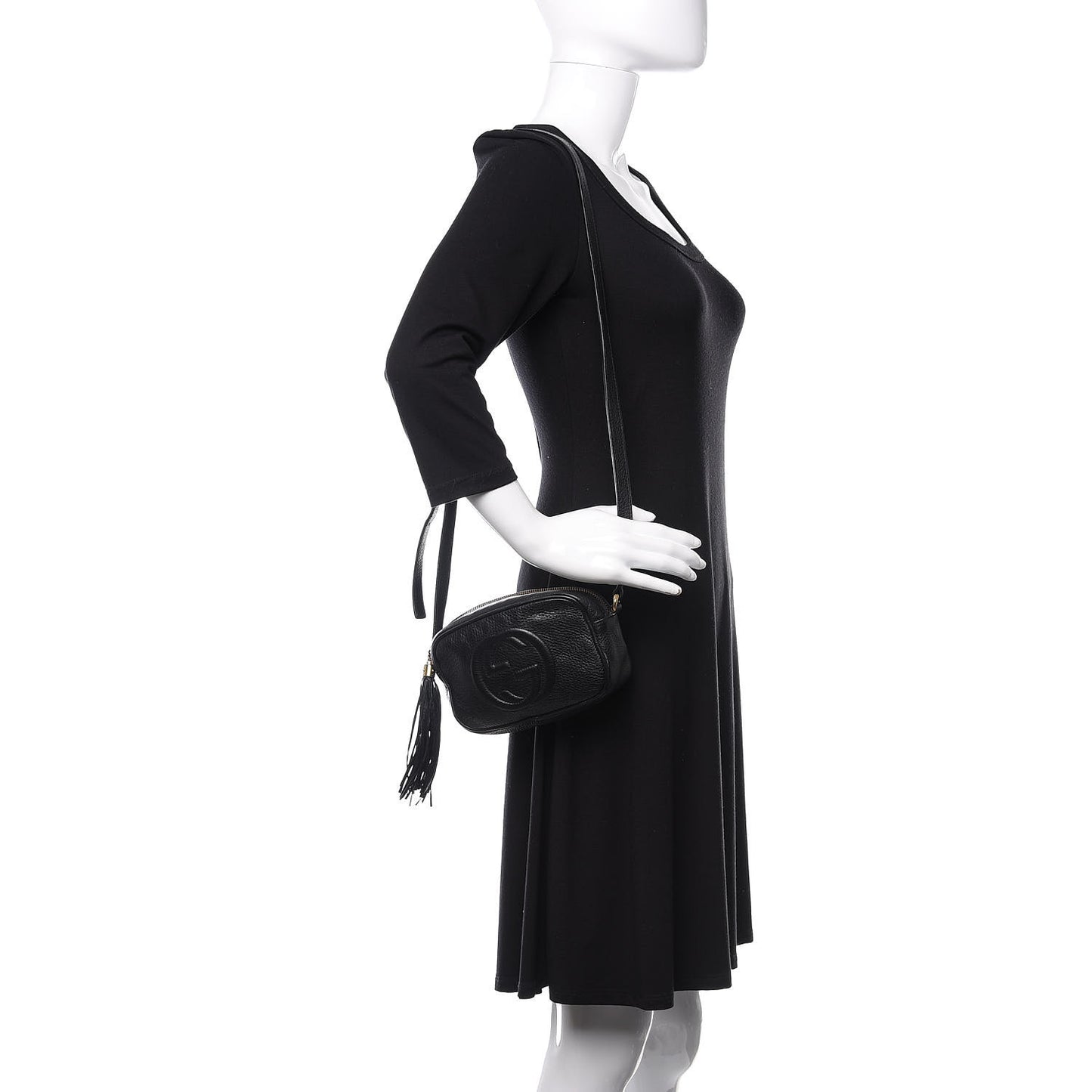 Pebbled Calfskin Mini Soho Disco Bag Black