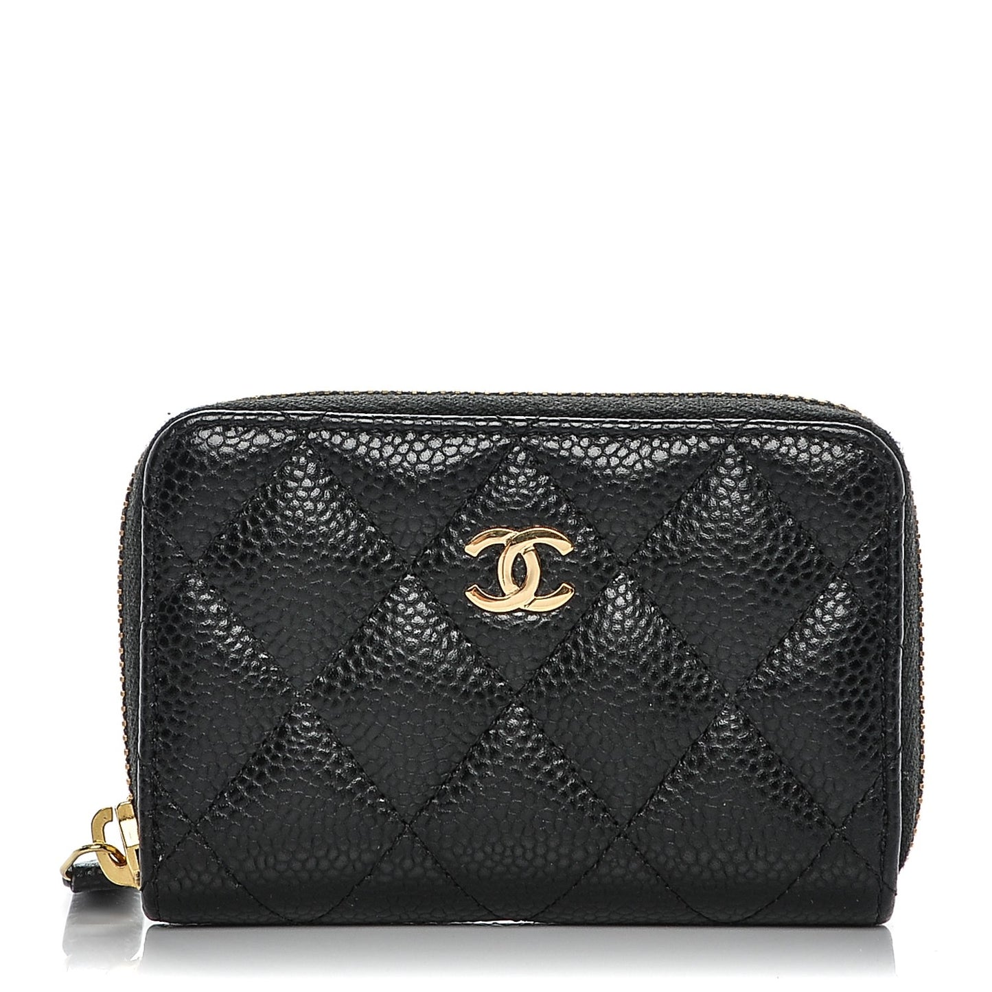 Caviar Quilted Zip Coin Purse Black