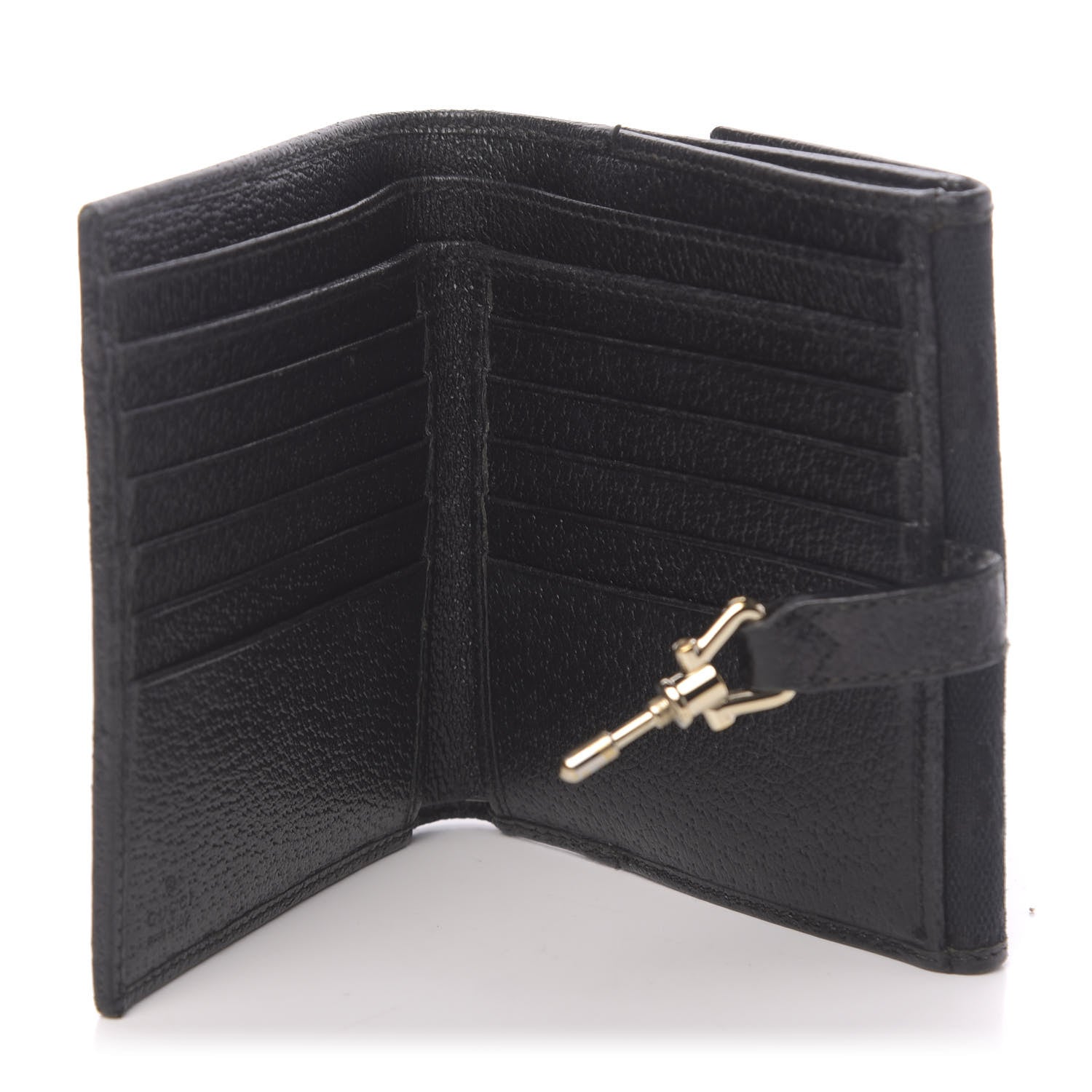Gucci Monogram Piston Lock Compact Wallet Black 5 of 8