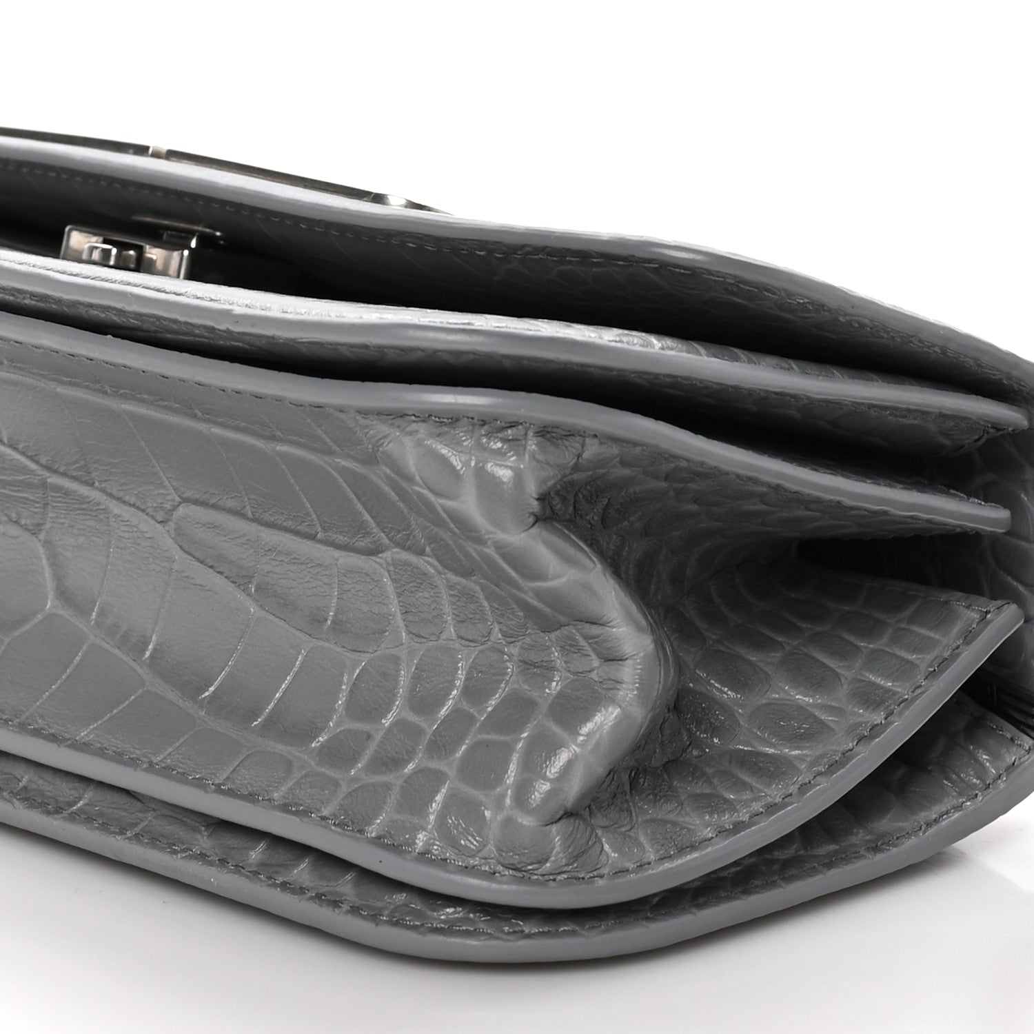 Balenciaga Extra Supple Calfskin Crocodile Embossed Small Gossip Bag Grey 11 of 12