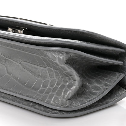 Balenciaga Extra Supple Calfskin Crocodile Embossed Small Gossip Bag Grey 11 of 12
