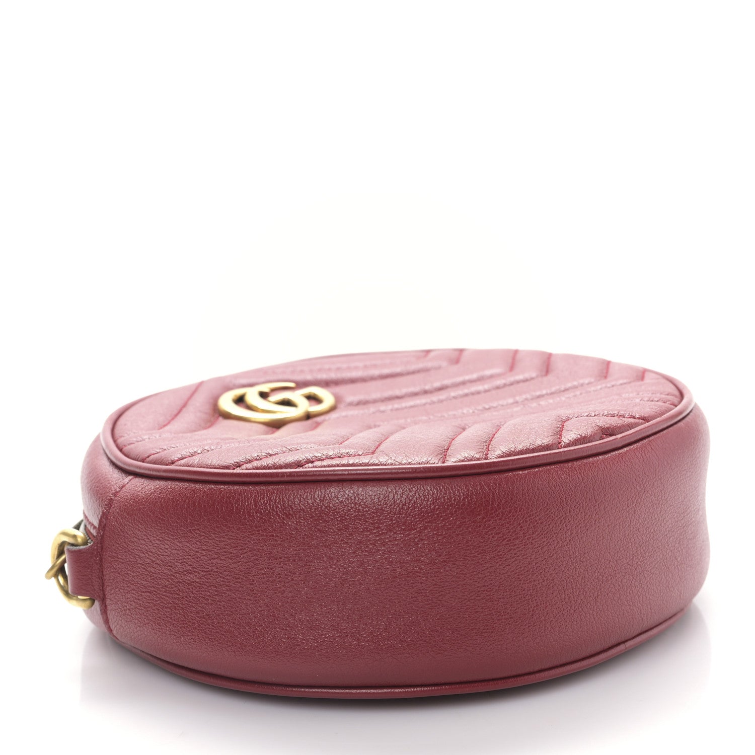 Gucci Glazed Calfskin Matelasse Heart Mini GG Marmont Round Shoulder Bag Romantic Cerise 4 of 9